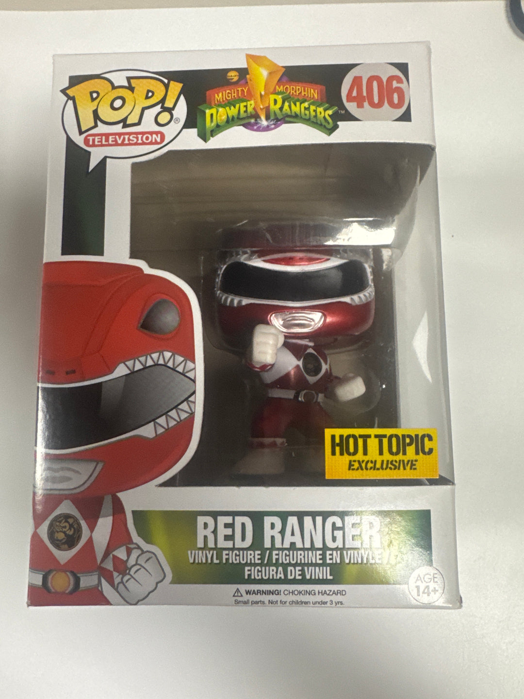Funko Pop! Red Ranger #406 (Metallic) Hot Topic Mighty Morphin Power Rangers FP81126