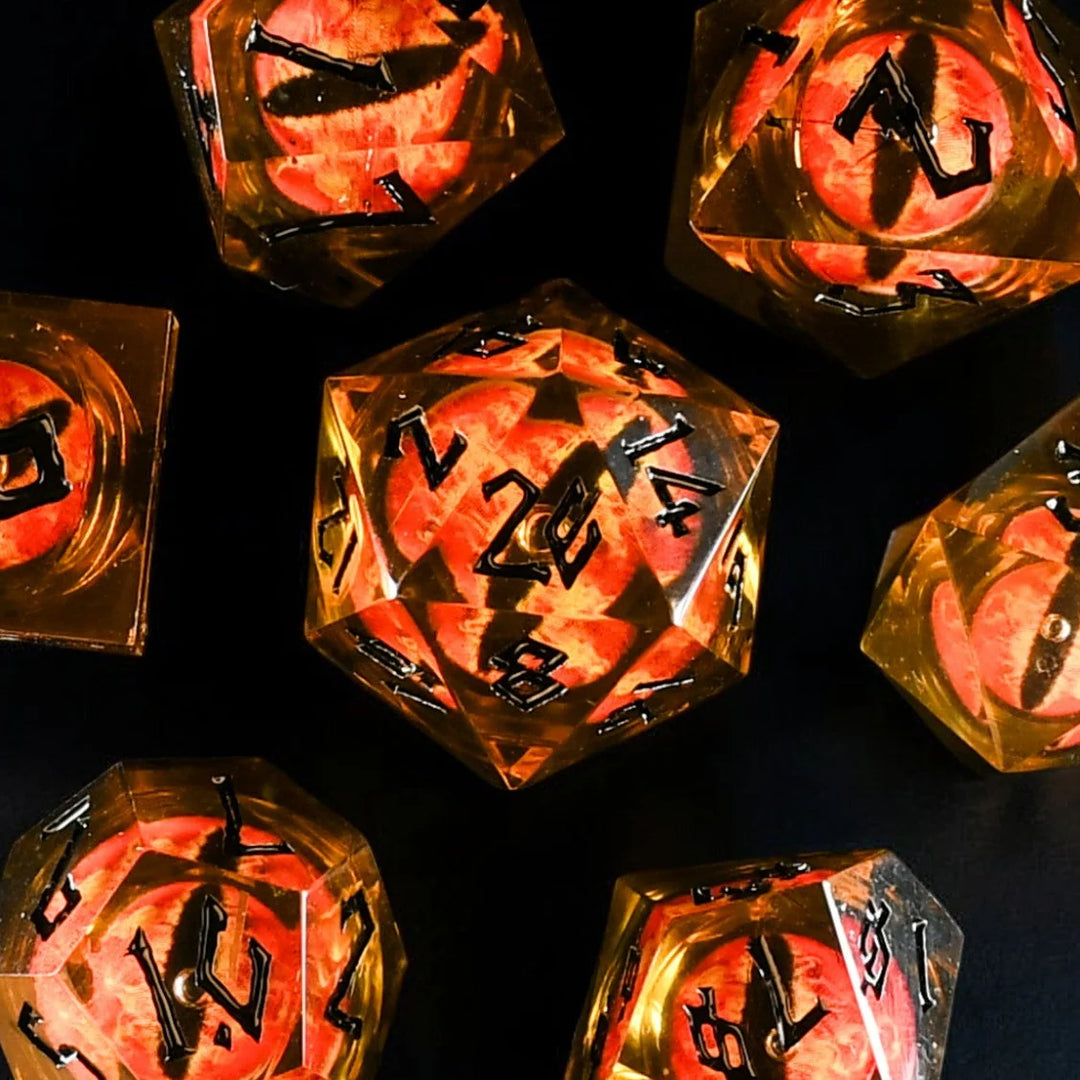 Flaming Eye Liquid Core Dice Set - Misty Mountain Gaming MM51926