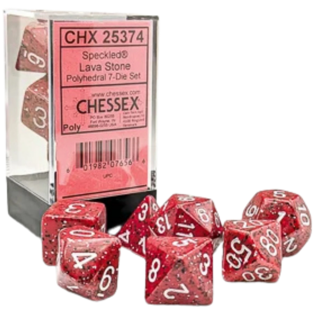CHX25374: 7-Die Set Speckled Dice: Lava Stone NA103026