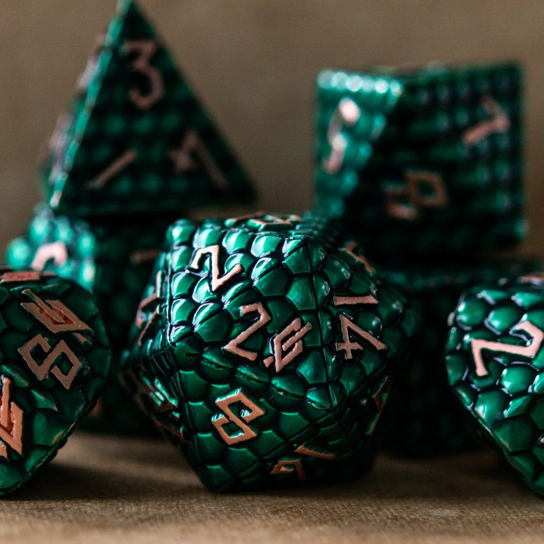 Green Dragon's Egg Metal Dice Set - Misty Mountain Gaming MM51926