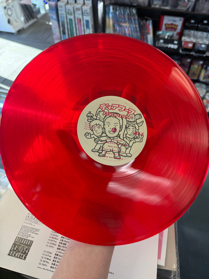 Deerhoof - Fever 121614 *SIGNED Sleeve* / Transclucent Red Vinyl Record (VG+ Condition) - VR101926