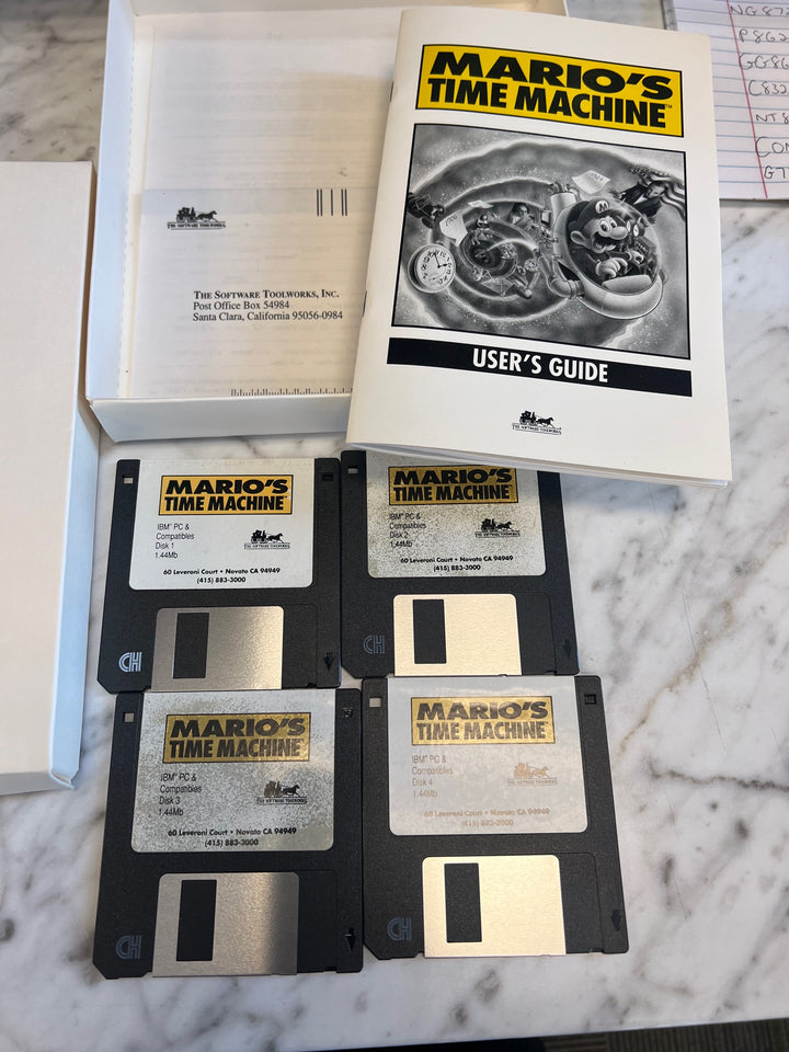 MARIO'S TIME MACHINE MS-DOS Floppy Disks Video PC Game Complete w/ Box PU81325