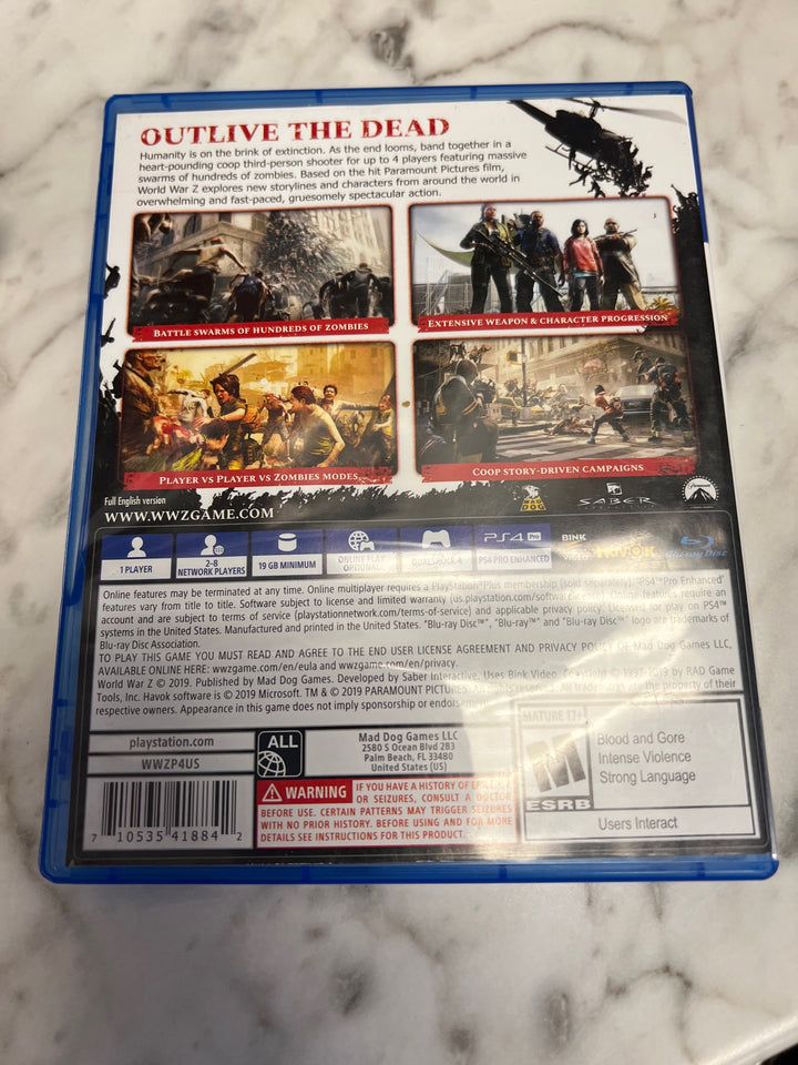 World War Z PS4 Playstation 4 Game Case ONLY CO52325