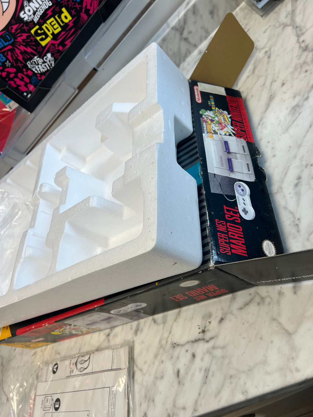 Super Nintendo Snes Console Mario World & All Stars Edition Box / Styrofoam Only