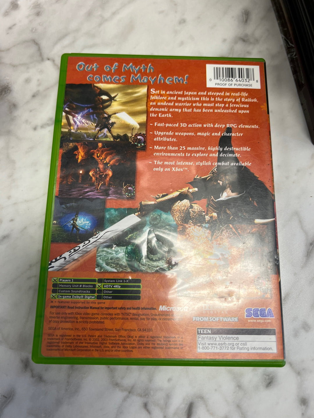 Otogi Myth of Demons Original Xbox Case ONLY CO52325