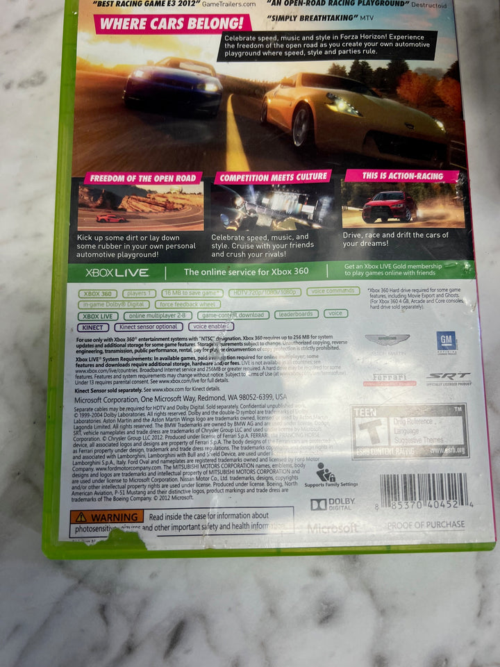 Forza Horizon Xbox 360 CASE ONLY CO52325