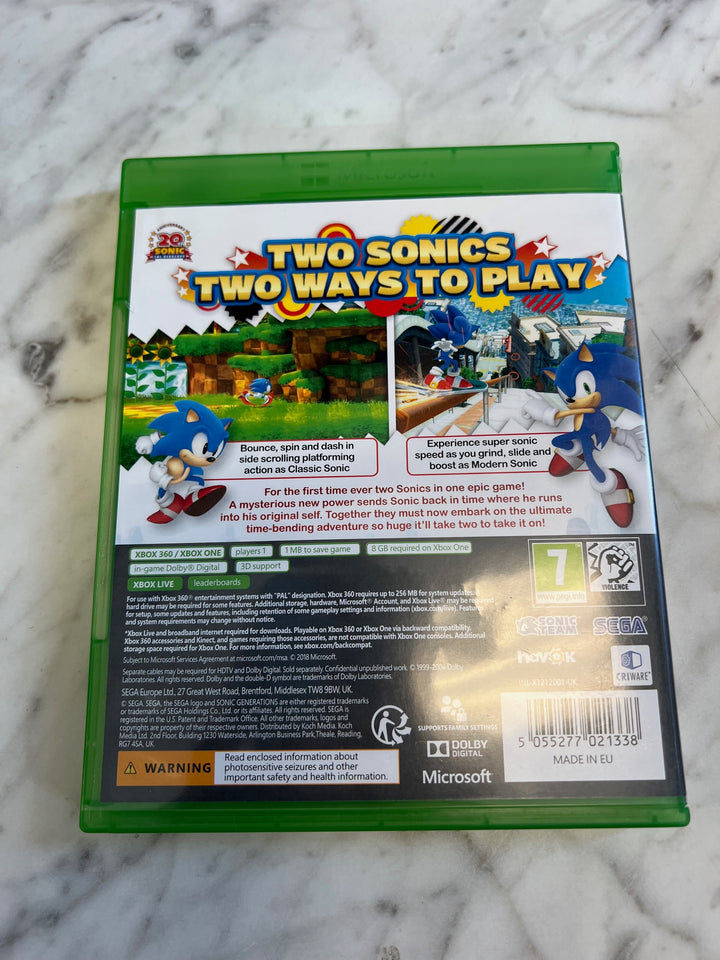 Sonic Generations Xbox 360 Xbox One European PEGI Import REGION LOCKED  IMP81425