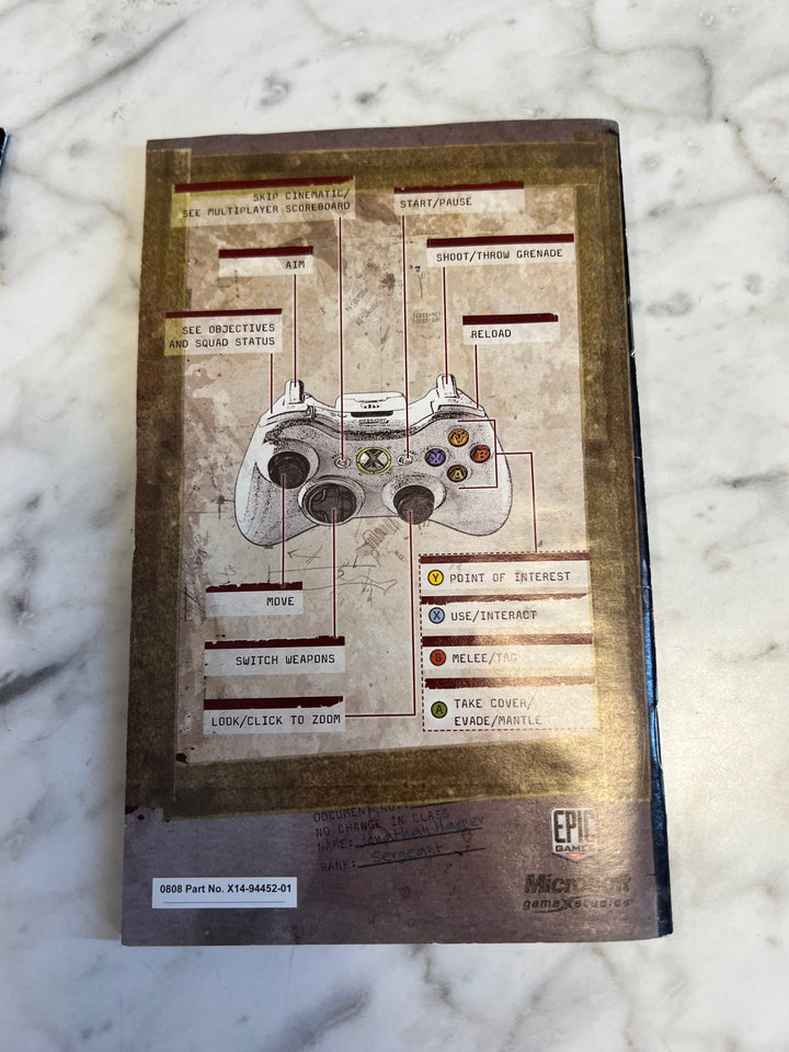 Gears of War 2 Xbox 360 Manual ONLY  MO81525