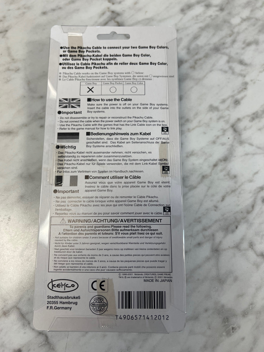 Pokemon Pikachu Link Cable Nintendo Gameboy Game Boy Classic GB Vintage A52625