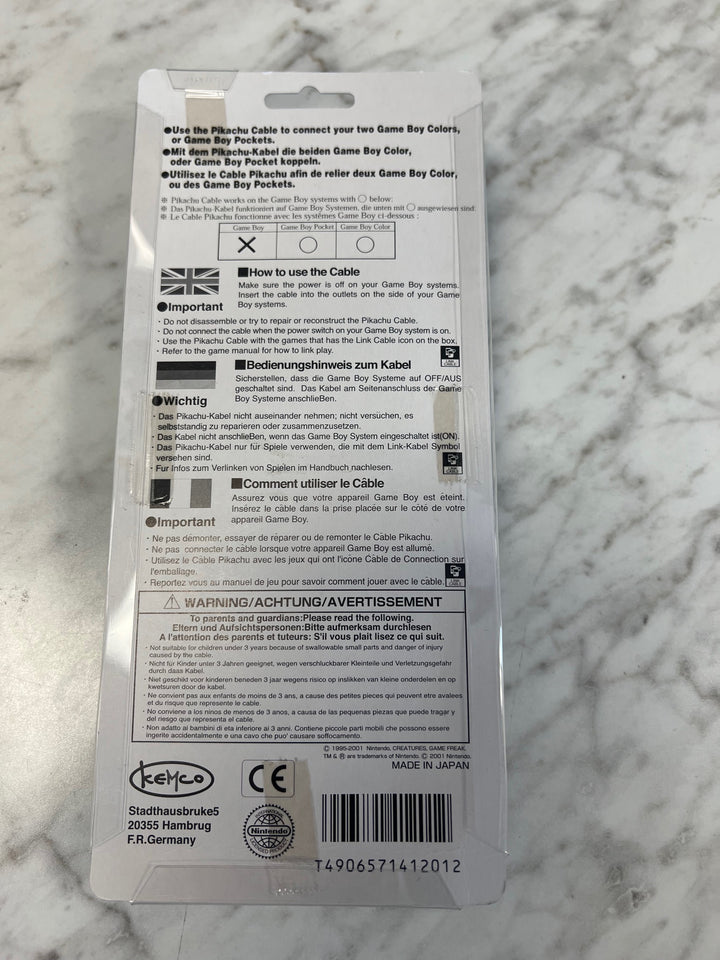 Pokemon Pikachu Link Cable Nintendo Gameboy Game Boy Classic GB Vintage A52625