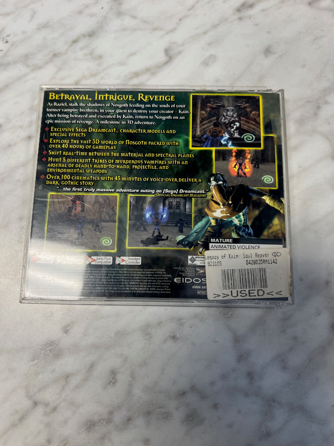 Legacy of Kain Soul Reaver for Sega Dreamcast rear art ONLY CO52625