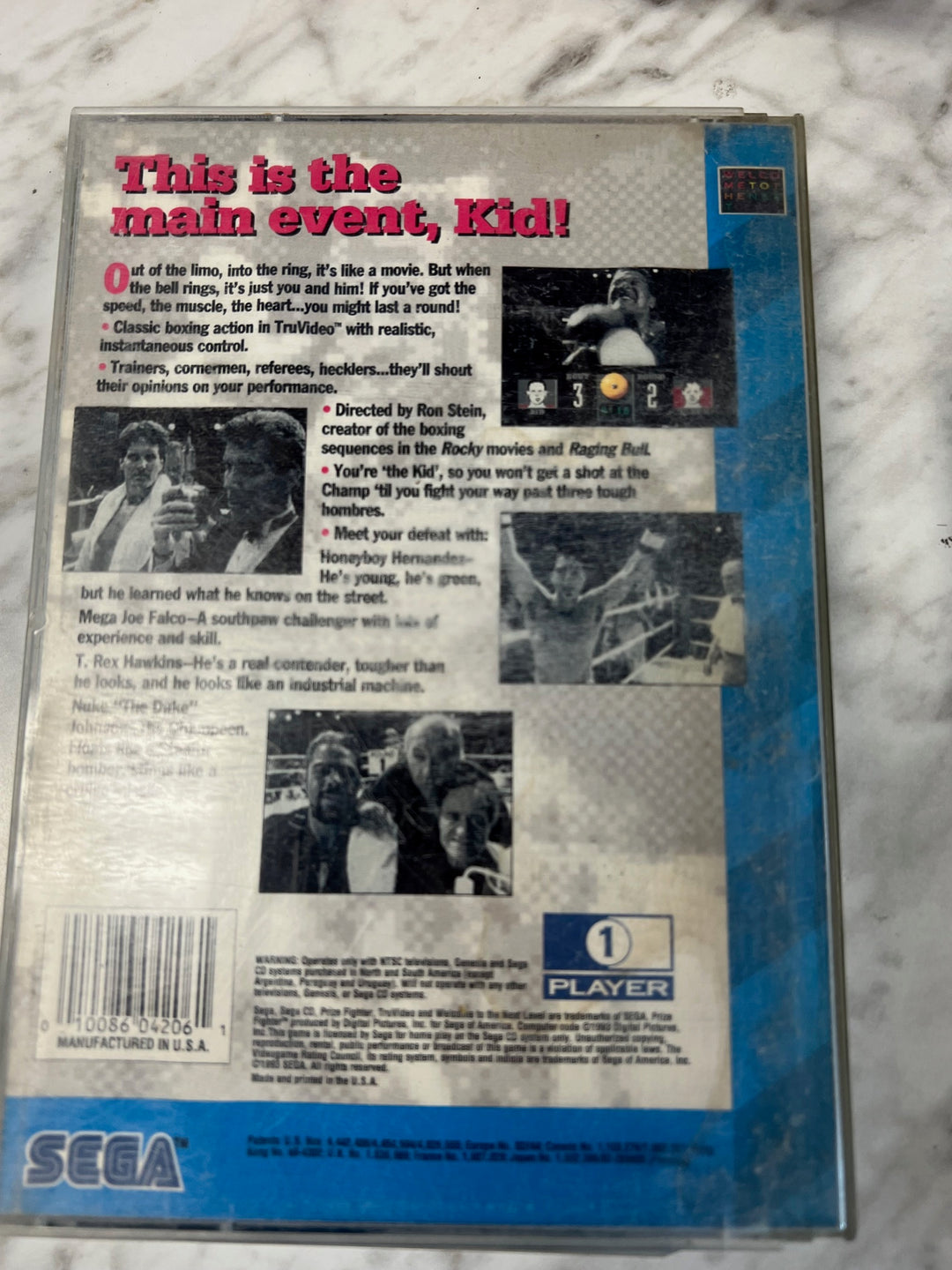 Prize Fighter for Sega CD Case, manual and rear art ONLY CO52625