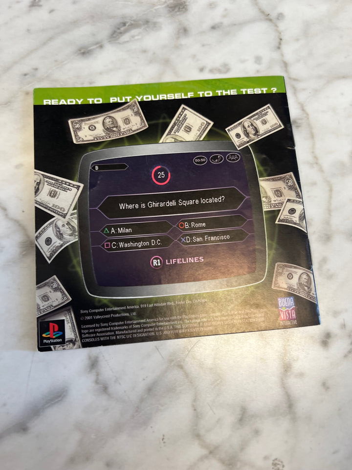 Who Wants to be a Millionaire PS1 Playstation 1 Manual ONLY  MO81525