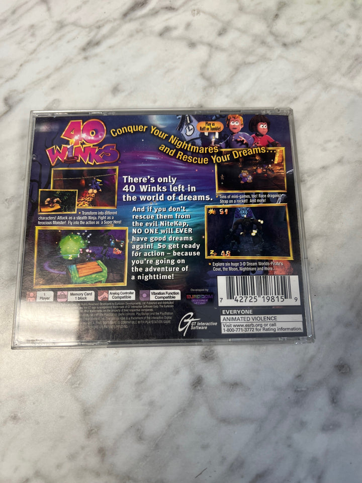 40 Winks for PS1 Case and Rear Artwork ONLY CO52625