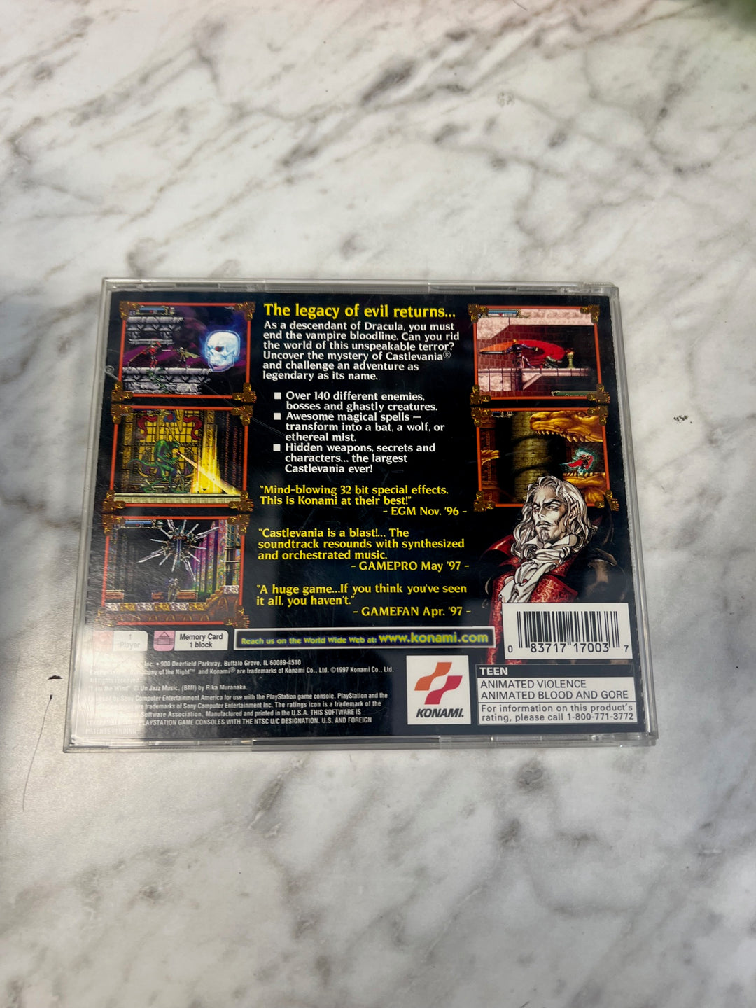 Castlevania Symphony of the Night PS1 Case and Rear Artwork ONLY CO52625