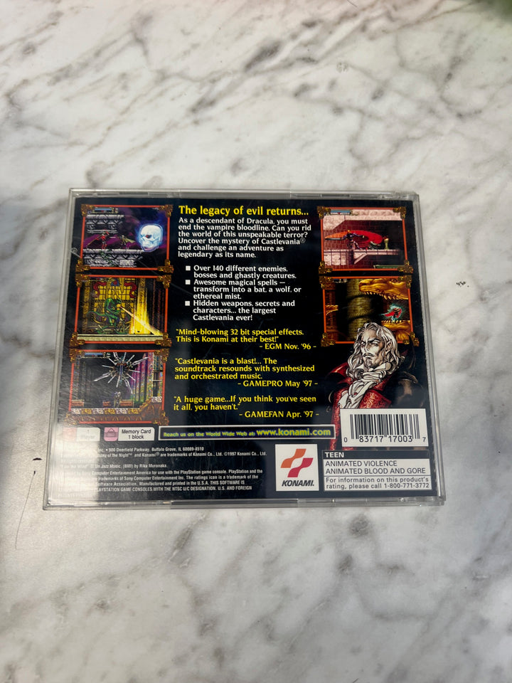 Castlevania Symphony of the Night PS1 Case and Rear Artwork ONLY CO52625