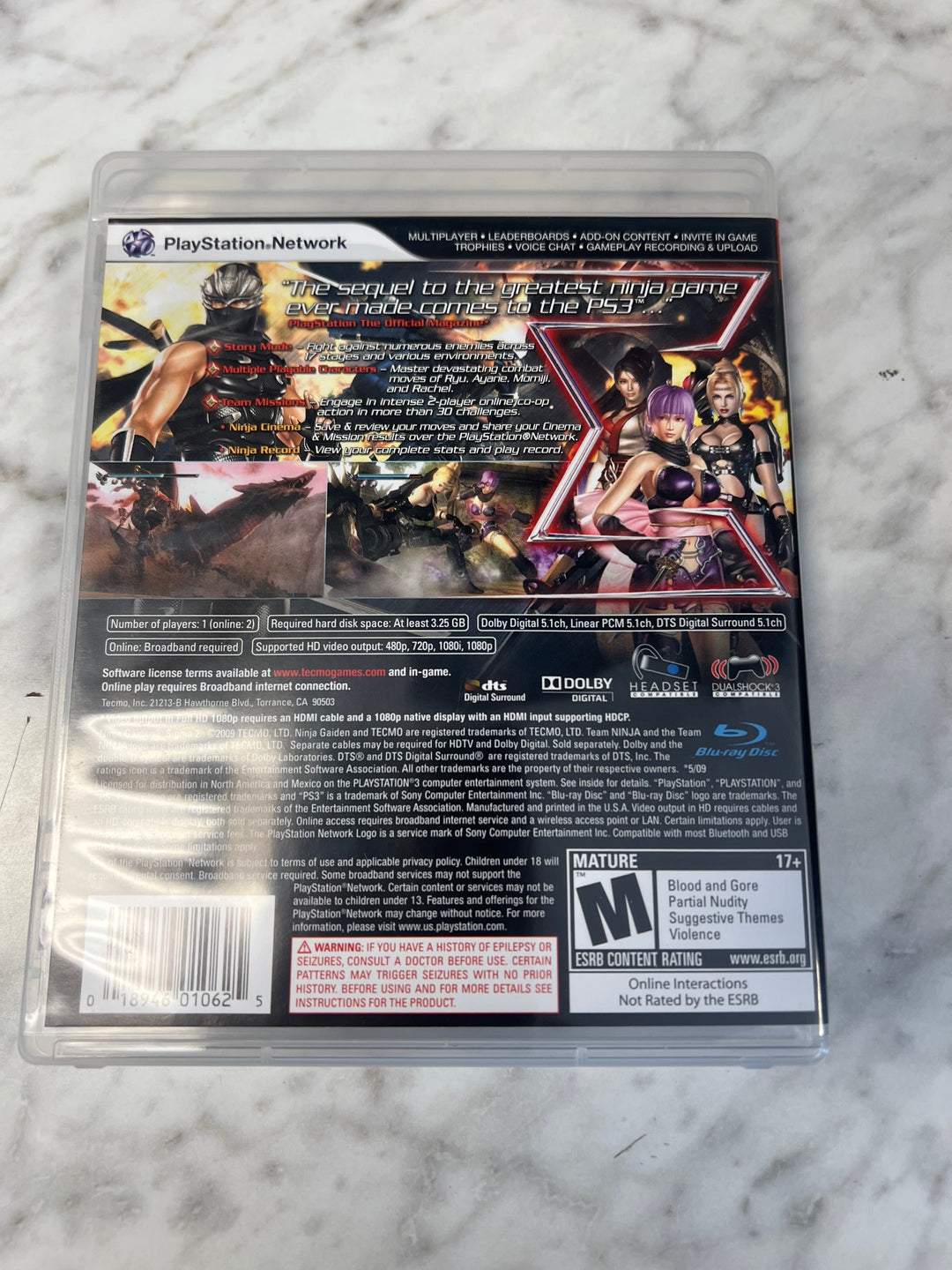 Ninja Gaiden Sigma 2 PS3 Playstation 3 Case and Manual ONLY CO52625
