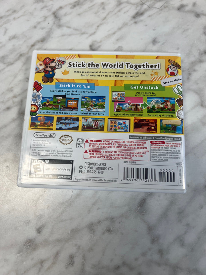 Paper Mario Sticker Star Nintendo 3DS Case and Manual ONLY NO GAME CO52625