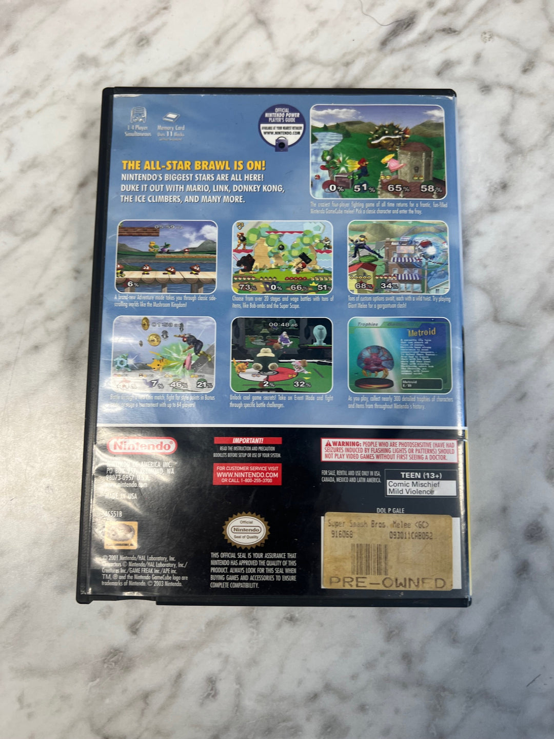 Super Smash Bros Melee Nintendo Gamecube Case ONLY NO GAME CO52625