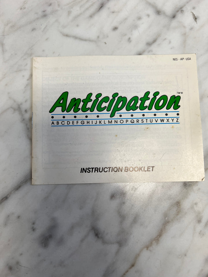 Anticipation NES Original Nintendo MANUAL ONLY      DU102924