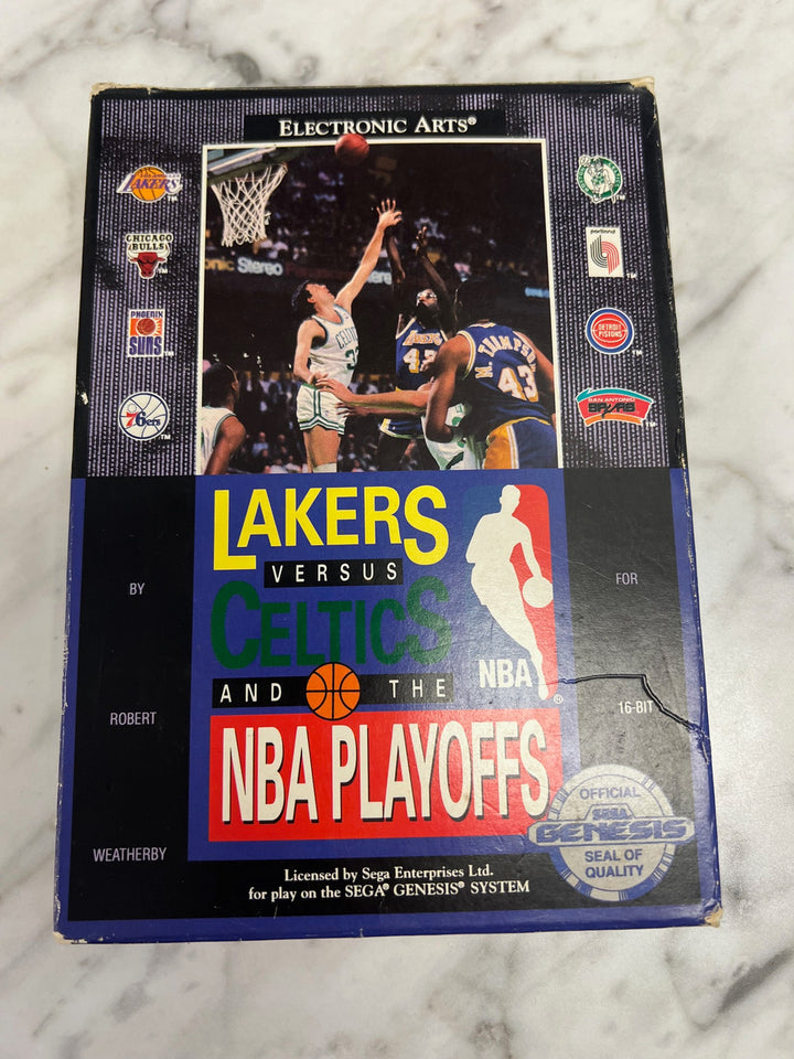 Lakers Vs Celtics and the NBA Playoffs Sega Genesis box and manual only