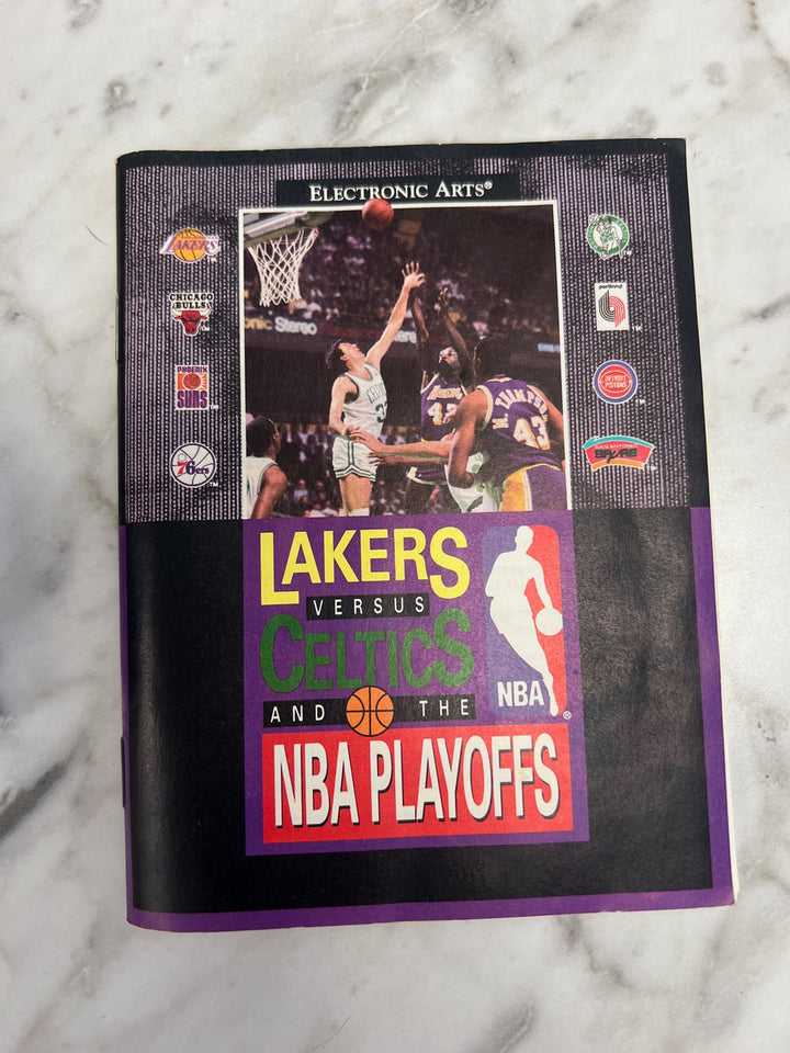 Lakers Vs Celtics and the NBA Playoffs Sega Genesis box and manual only