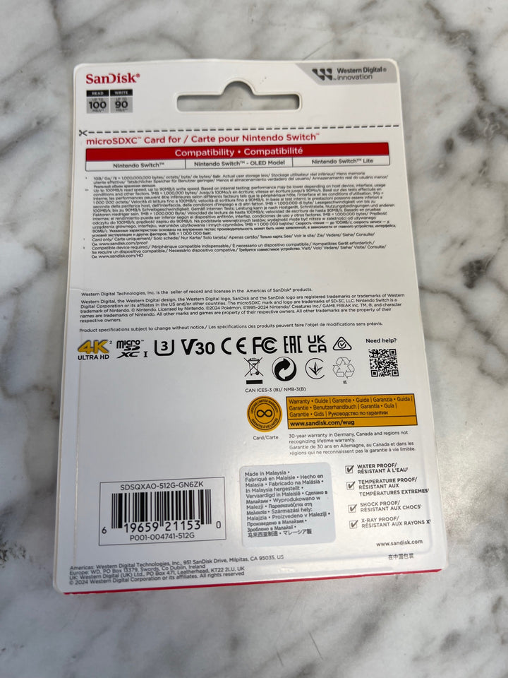 SanDisk 512GB Micro SD microSDXC Memory Card Nintendo Switch Pokemon Gengar  N81825