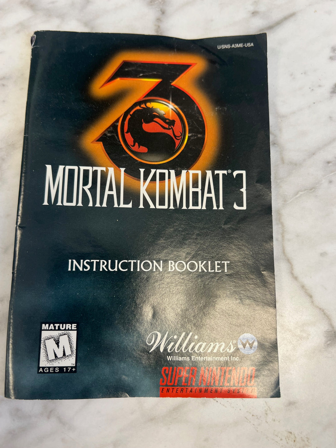 Mortal Kombat 3 for SNES Super Nintendo Manual ONLY MO52725