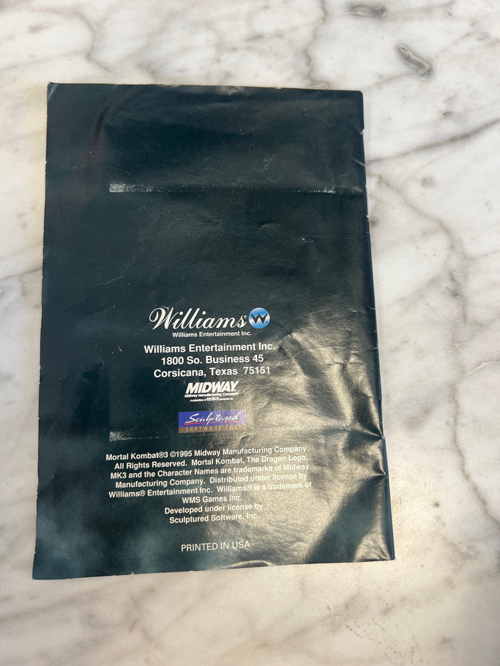 Mortal Kombat 3 for SNES Super Nintendo Manual ONLY MO52725