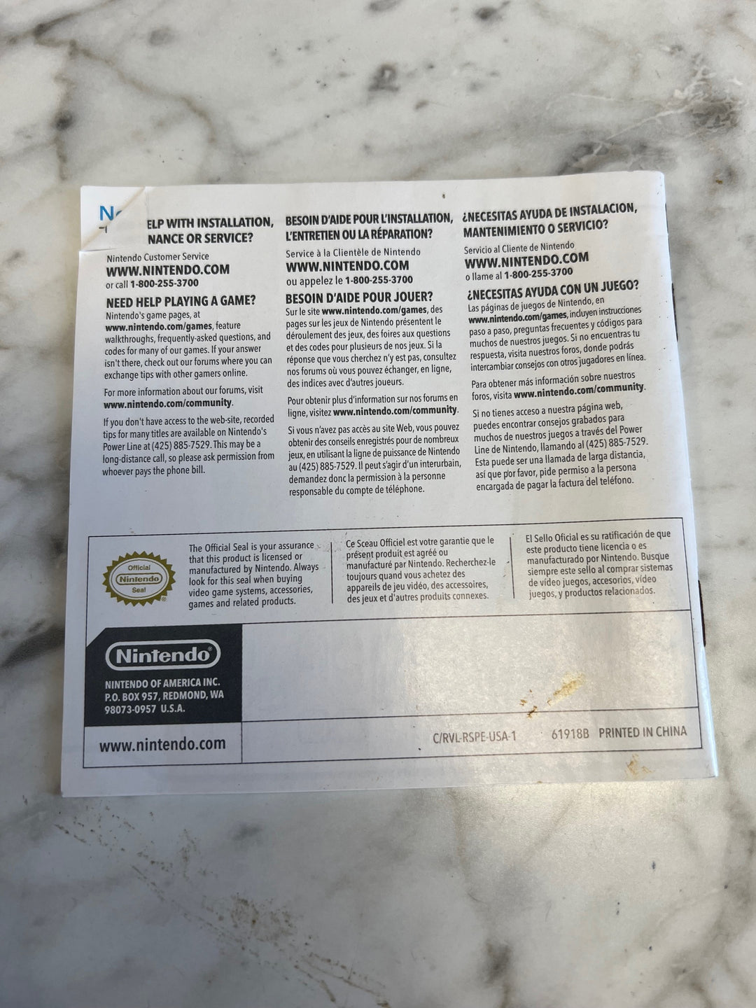 Wii Sports for Nintendo Wii Manual ONLY MO52725