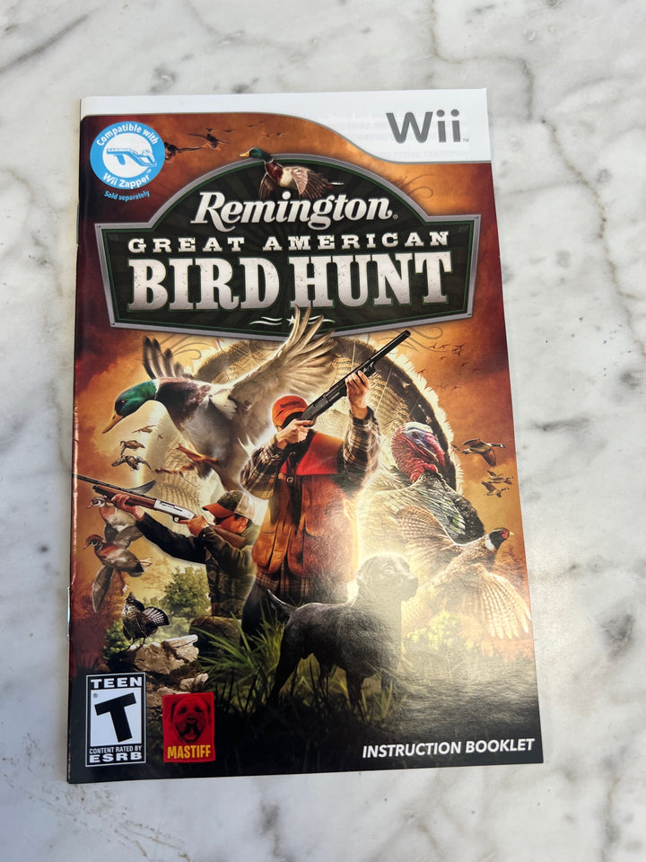 Remington Great American Bird Hunt for Nintendo Wii Manual ONLY MO52725