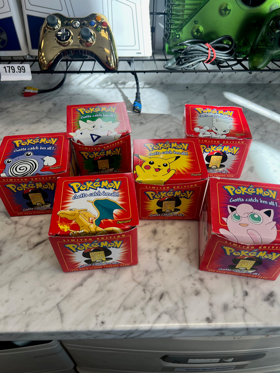 Lot of 6 1999 Pokémon 23k Gold Plated Trading Card Pokeball Burger King U81825