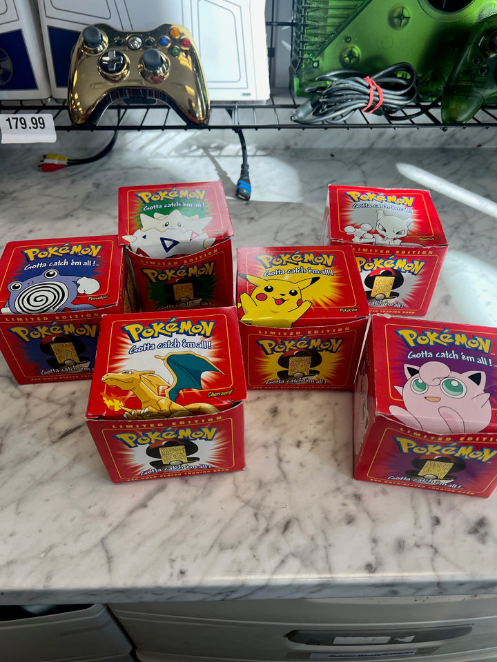 Lot of 6 1999 Pokémon 23k Gold Plated Trading Card Pokeball Burger King U81825