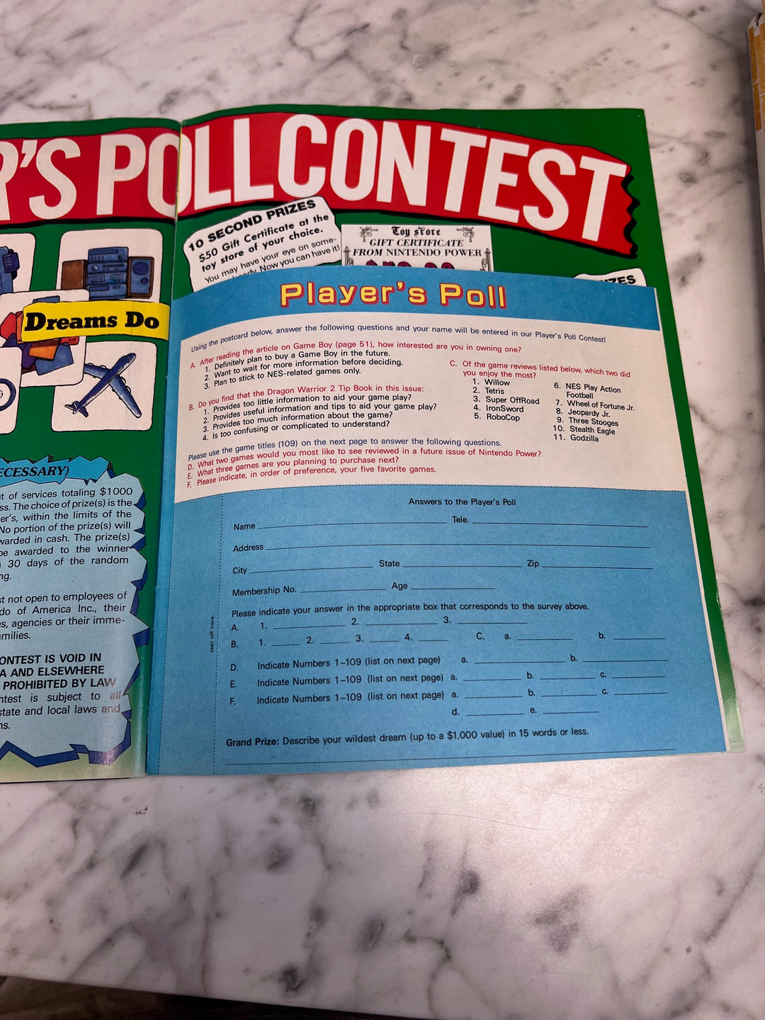 Nintendo Power Volume 9 November December 1989 w/ insert no poster  RP82025