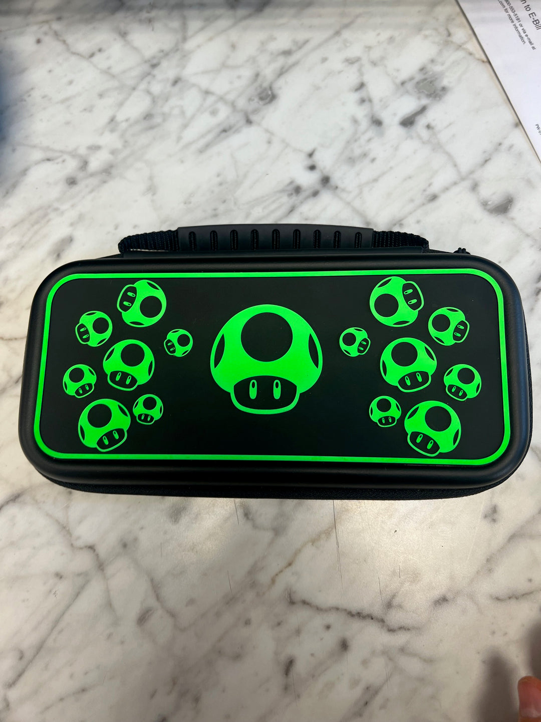 Official Nintendo Switch Glow in the Dark Soft Carry Case 1-Up  Mushrooms C82025