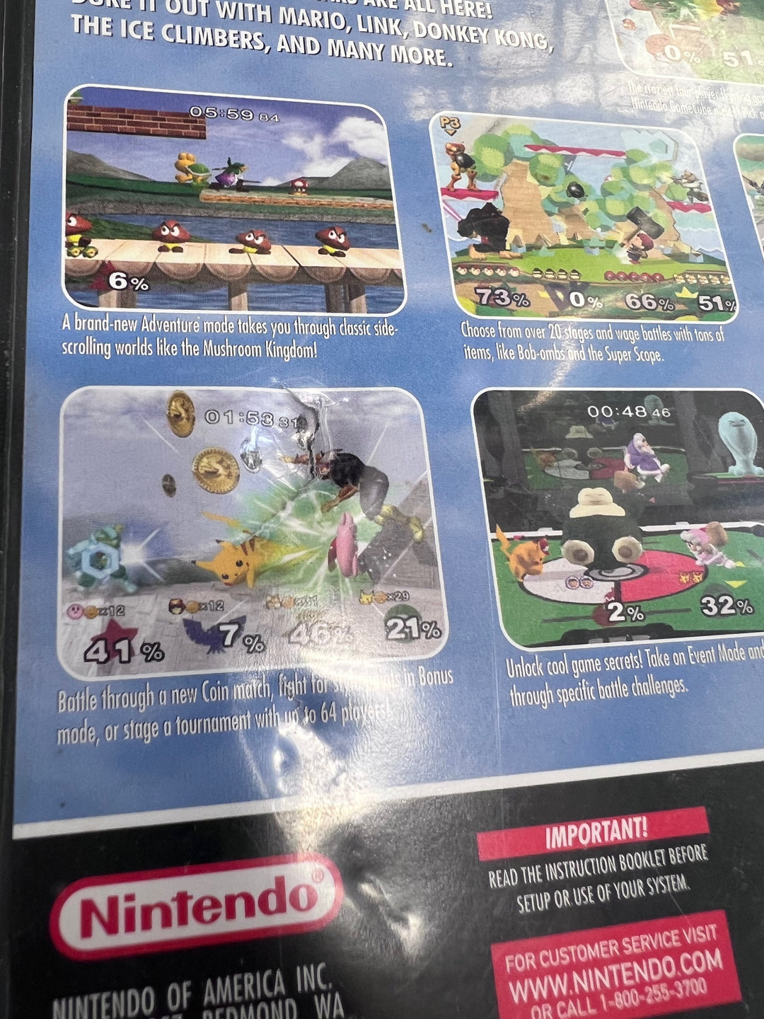 Super Smash Bros Melee Case ONLY (Punctured Art) No Game CO12425