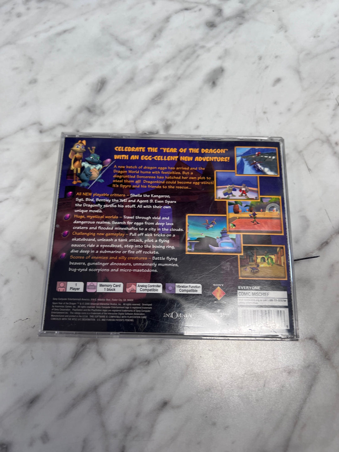 Spyro Year of the Dragon Case and Rear Art ONLY No Game CO12425