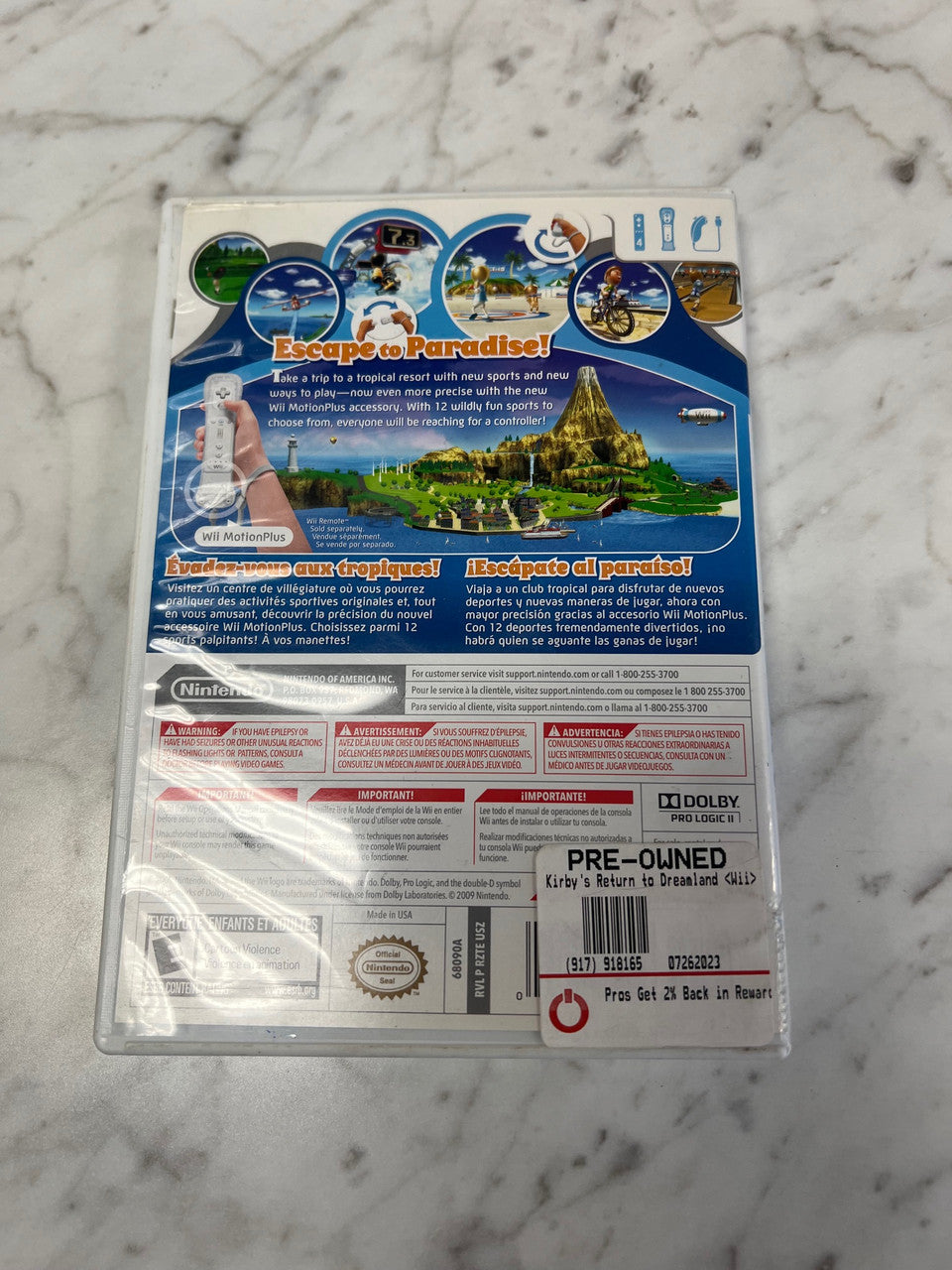 Wii Sports Resort Nintendo Case and manual only