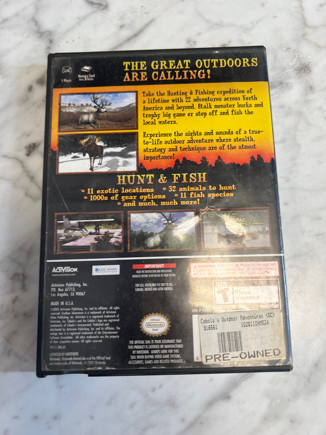 Cabela's Outdoor Adventures Nintendo Gamecube CASE ONLY CO82225