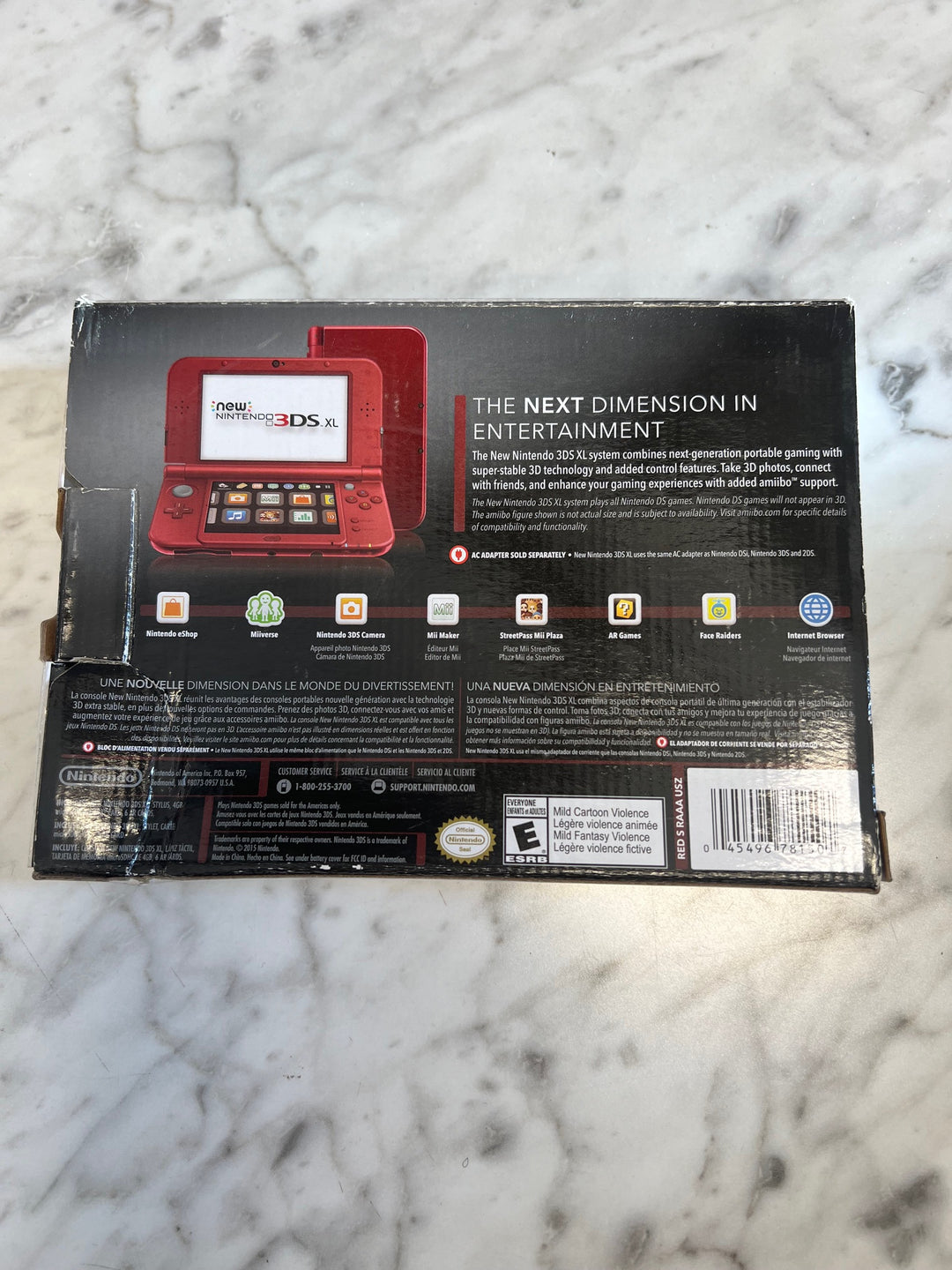 BOX ONLY NO CONSOLE Nintendo 3DS XL Empty Box "New Red" Color CO82225