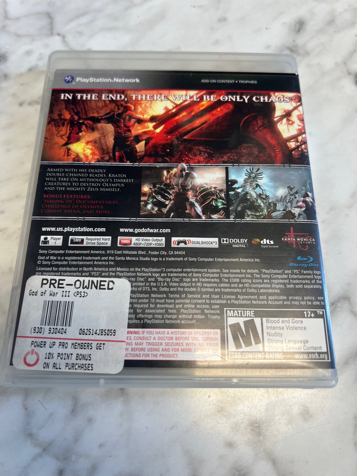 God of War III PS3 Playstation 3 CASE ONLY CO82225