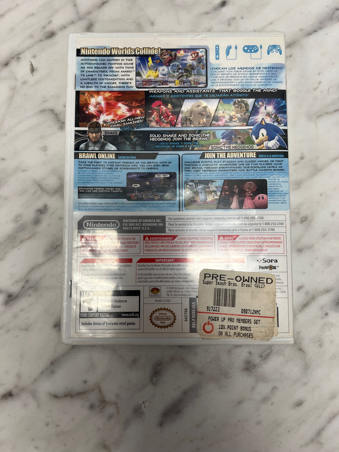 Super Smash Bros Brawl for Nintendo Wii CASE AND MANUAL ONLY    CO11624