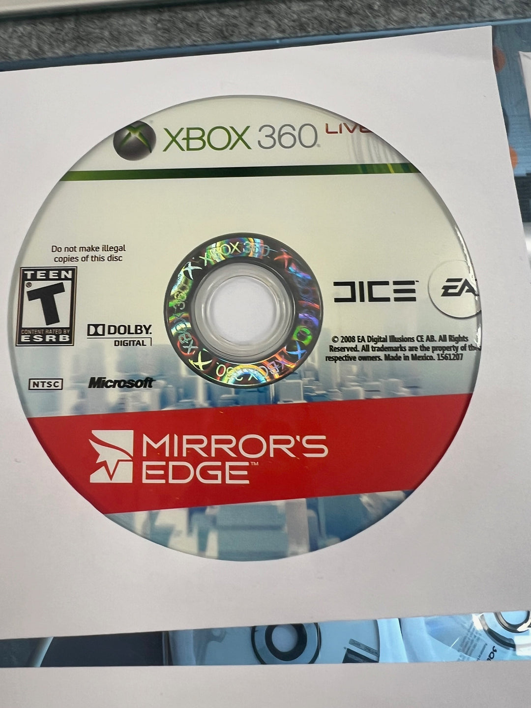 Mirror's Edge Xbox 360 DISC ONLY DO11724