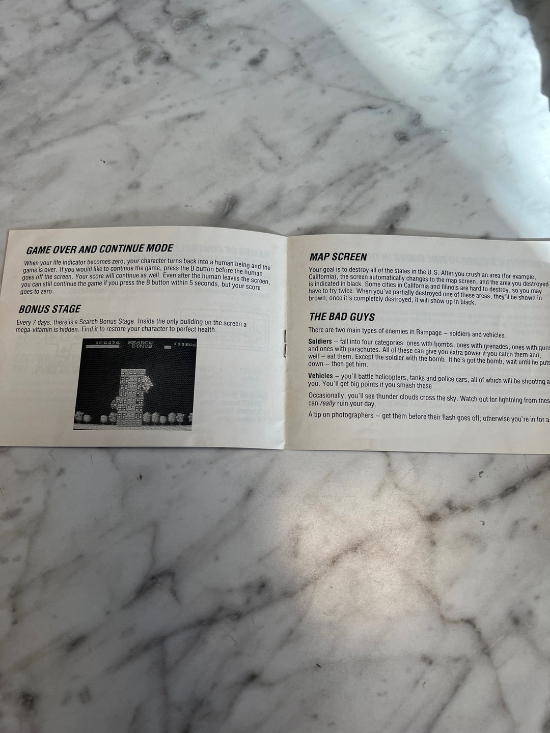 Rampage NES Original Nintendo MANUAL ONLY MO82625