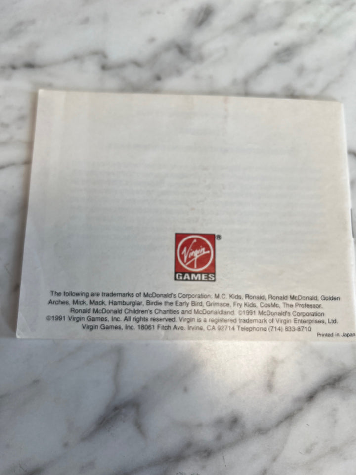 M.C. Kids NES Original Nintendo MANUAL ONLY MO82625