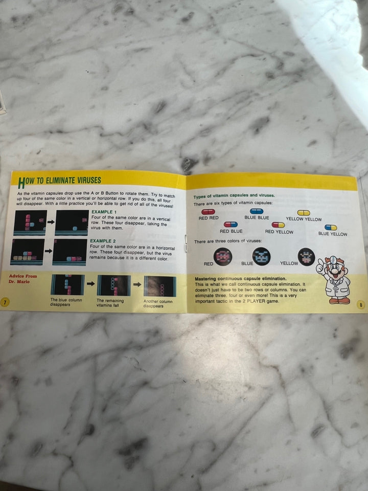 Dr Mario NES Original Nintendo MANUAL ONLY MO82625