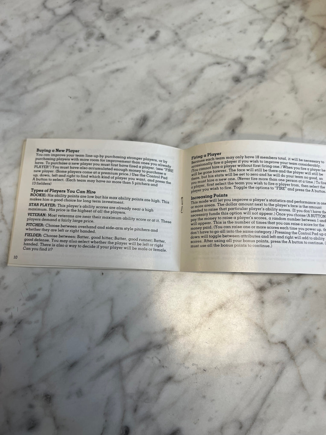 Baseball Stars NES Original Nintendo MANUAL ONLY MO82625