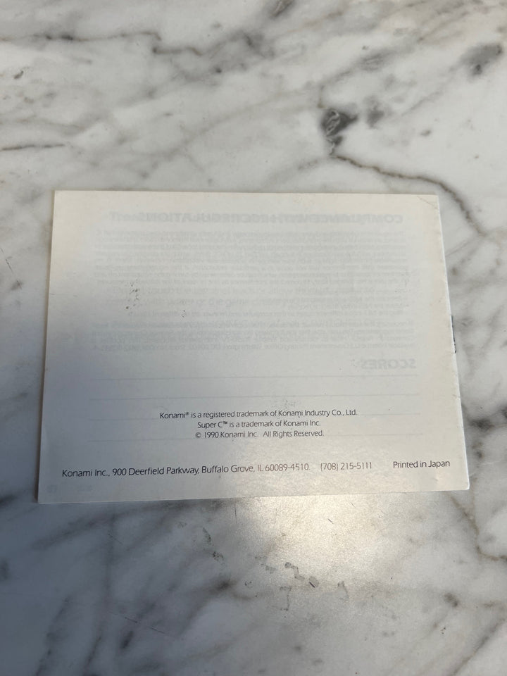 Super C Contra NES Original Nintendo MANUAL ONLY MO82625
