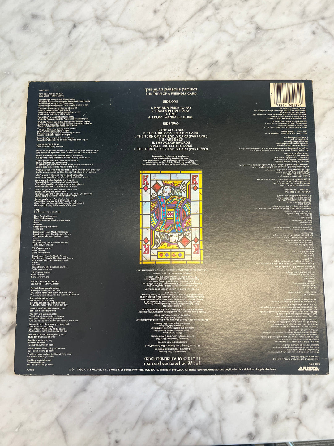 Alan Parsons Project The Turn of a Friendly Card Vinyl Record al9518