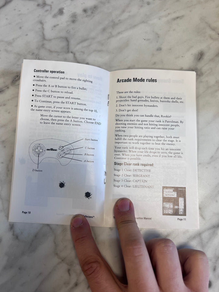 Lethal Enforcers Sega Genesis MANUAL ONLY MO82625